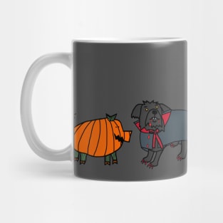 Pig Wears Wrong Costume to Halloween Horror Vampire Animals Party Mug